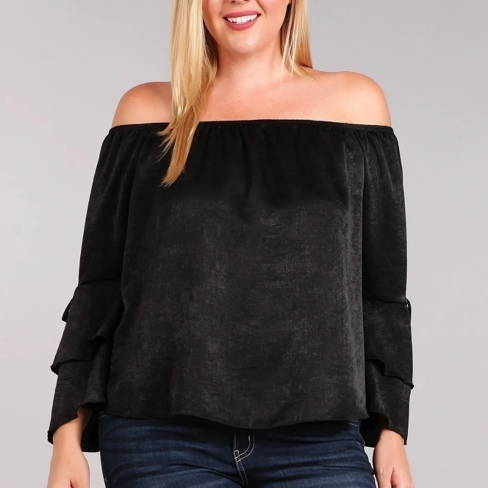 Black Off-the-Shoulder Top - Picture 3 of 4